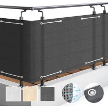 Brise Vue Balcon Extérieur 90x300 Cm – Protection Opaque Pour Balcon Terrasse, Résistant À L'Eau & Aux Intempéries – Cache Balcon Anthracite Avec 