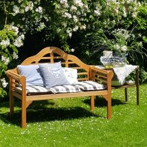 Casaria Marlboro 2 Seater Wooden Garden Bench Fsc -certified Eucalyptus Wood 135x52x100cm Outdoor Furniture Armrests & Backrest Patio Park Balcony 