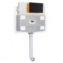 Oli - 120 Plus Mechanical Mid Height Concealed Cistern And Slim Matt Black Dual Flush Plate With Rectangular Push Buttons