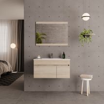 Mueble De Lavabo Suspendido Soki - 100 Cm De Ancho Oak