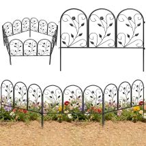 Clôture De Jardin Décorative 5 Panneaux De 80x60 Cm Pour Animaux Fleurs Patio, Panneaux De Clôture Antirouille, Noir