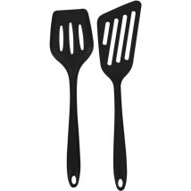 2 Stück Silikon-fischwender Mit Schlitz, Spatel Zum Antihaftbeschichteten Backen, Kochen, Hitzebeständig, Schwarz