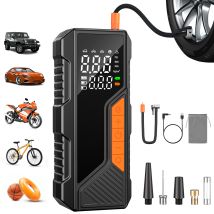 Compresseur À Air Portatif,150psi Gonfleur Pneus Voiture Sans Fil, Puissant Compresseur À Air Portatif Avec Lumière Led, Mini Gonfleur Electrique 
