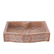 Biscottini - Waschbecken Aus Rotem Marmor Aufsatzwaschbecken Waschbecken Aus Stein Waschbecken Für Innen Und Außen Brunnenbecken Waschbecken