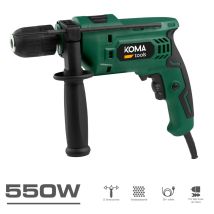 Koma Tools Akku-Schlagbohrmaschine 550W 230V 1,8kg Schlagfunktion Ergonomisches Design Max. Bohrdurchmesser 6,5cm