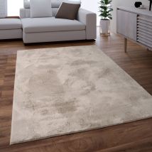 Paco Home - Teppich Wohnzimmer Kunstfell Shaggy Hochflor Waschbar In Waschmaschine Soft Uni Beige 60x90 Cm