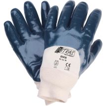Guanto in nitrile 03410 – Rivestimento 3/4 – Jersey di cotone – Colore blu-bianco – EN 388:2016, EN 420:2003 + A1:2009