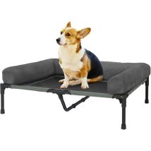 Lit Camp Chien Surélevé - Lit De Camp Pour Chien Transat En Tissu Oxford Avec Rebords Et Couverture En Peluche - L 90x70x18cm