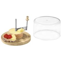 Käsehobel aus FSC-zertifiziertem Bambus – Durchmesser 21,7 cm – Höhe 13,7 cm – Käseschneider mit Haube – Kaffeekapselhalter