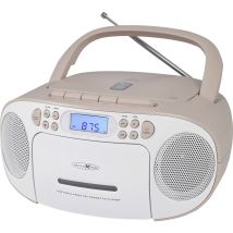 Reflexion – Tragbare Boombox in Pink und Weiß – CD, Kassette, UKW-Radio – 2 x 10 Watt – 230 x 260 x 115 mm