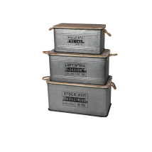 Lot De 3 Malles De Rangement En Métal "loft & Metal" - Gris/noir - L 68 X L 35 X P 35 Cm - Livraison Gratuite