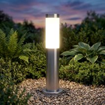 Lampada Da Esterno, Argento, Lampada Da Terra, Segnapasso, Resistente Alle Intemperie, Lampada Da Terrazza, Acciaio Inossidabile, 1x E27, Pxh 7,6x45cm