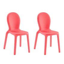 2 X Sillas De Polietileno Comedor Bar Restaurante Diseño Moderno Chloé Stock - Rojo