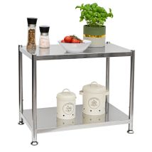 2 Ebenen Edelstahl Regal - 61x36x50 Schwerlastregal Bis 60kg - Metallregal Küche