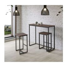 Pack Mesa Cocina Alta + 2 Taburetes Altos París Acabado Color Roble.