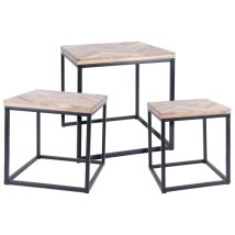 Ambiance - Juego De Mesas Auxiliares 3 Piezas Madera De Teca H&s Collection