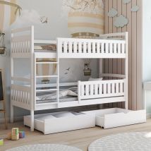 Letto A Castello Jules White 90x200, Con Base E Cassettiera