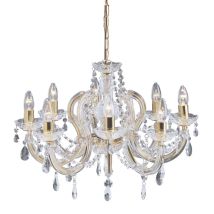 Searchlight Marie Therese - 8 Light Crystal Chandelier Aus Poliertem Messing, E14