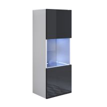 Vitrinenschrank Mit Led Hängeschrank Vitrine Wohnzimmer 1 Tür 3 Fächer 40x126x29cm Modell Luke V3 Weiss Und Schwarz Glanz
