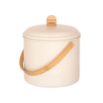 Pebbly - Cream 3.5 Litre Metal Bamboo And Charcoal Filter Compost Bin