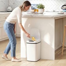 Cestino Rifiuti Da 12l A Infrarossi Con Secchio Rimovibile, In Acciaio Inox, Abs E Pp, 28x22x41 Cm, Bianco