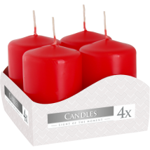Set De Bougies Piliers 40x60mm (4 Pièces) - Rouge- Vendu Par 1