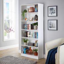 Home Source - Deep White Bookcase Display Shelf Compact Storage Unit Living Room Furniture