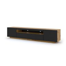 Mueble Tv De Pared 3 Puertas 200 Cm Aurus Negro Y Madera