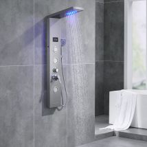 Auralum Duschpaneel-system Duschpaneel Mit Led Duschsäule Hydromassagesäule 304 Edelstahl-regeneffekt Für Badezimmer