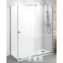 Mampara Ducha Rectangular Frontal Corredera 1 Puerta 1 Fijo Cristal Templado 8mm Transparente Altura 200cm Perfil Cromo Brillo 110 Cm (adaptable 107-