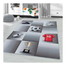Tapis Enfant Antidérapant Football Storado Gris 120x170