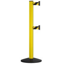 Potelet à sangle en aluminium – Hauteur 1000 mm – Diamètre 70 mm – Jaune vif – Poteau et borne de sécurité