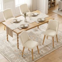Goeurvant Moderne Esszimmerstühle Mit Dicker Sitzpolsterung, Ergonomischer Rückenlehne Und Holzbeinen, Stil Und Komfort In Einem - 4er Set - Weiß -