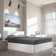 Kastenbett Madrid 140x190 + 1 Bettkasten / Weiß/ 197x152x85 Cm