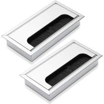 Galozzoit – Juego De 2 Pasacables De Aluminio Anodizado – Dimensiones: 160 X 80 Mm – Bordes Lisos Para Una Instalación Segura – Color Plata