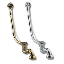 Colonna Per Vasca Epoca Con Rifinitura Cromo E Bronzo - Bronzo
