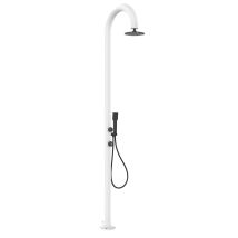 Sined Doccia Bianca In Alluminio Luna Con Doccino Mobile Per Acqua Calda E Fredda Soffione Rotondo Doppio Attacco Inferiore E Laterale Ugelli 