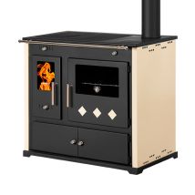 Prometey - Holzherd Pr. Lux Eco – 9,5 Kw – Gussplatte, Elegantes Design, Farbe Elfenbein – Energieklasse A