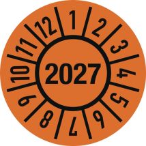 Einjahresprüfplakette Ø 30 Mmjahr 2027 Mit Monaten Folie Beutel A 100 Stück
