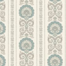 Wallquest - Vintage Damask Teal Wallpaper Classic Traditional Acrylic Coated