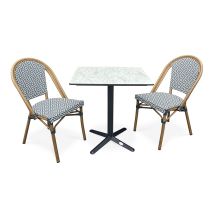 Bistro - Conjunto De Comedor De Jardín De 2 Plazas En Acero Con Tablero Hpl - City Garden
