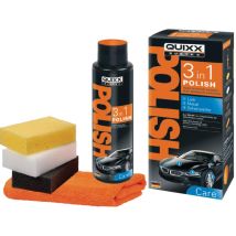 QUIXX Polish 3in1 500ml – Multifunktionale Politur für Lack, Metall, Kunststoff – 3 Schwämme, Mikrofasertuch – Tri-Gloss-Technologie