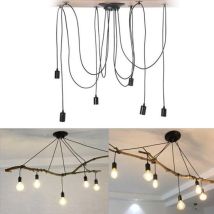 Classic Edison Ceiling Light Antique Vintage Ceiling Lights E27 Retro Spider Chandelier Industrial Pendant Lights 6 Heads Black