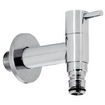 TRES – 3450102 – Gartenhahn mit Schnellkupplung – Chrom – 1/2" Gewindegröße – Einhebelmischer – Wandmontage