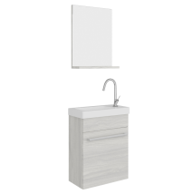 Savini - Hängender Badezimmerschrank 40 Cm Graue Eiche Mit Waschbecken Und Spiegel – Penne