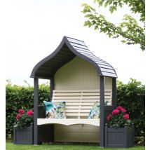Afk - Orchard Arbour Wooden Garden Seat Chair Outdoor Charcoal Grey & Cream Fsc