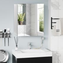 Kleankin Armoire Murale De Salle De Bain Avec 3 Portes Miroir Et Étagères Réglables En Mdf Blanc Dim. 70l X 15l X 60h Cm-blanc