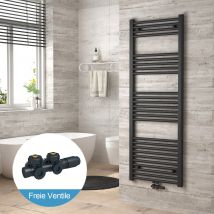 Heilmetz - Radiadores Toalleros De Agua Conexión Intermedia Incluye Conexiones De Radiador 140x60cm Antracita Radiador + Antracita Válvula