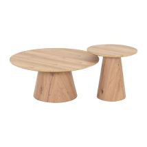 Conjunto De 2 Mesas De Centro Sylvia Con Tablero De Melamina De 25 Mm Y Estructura De Mdf (ø 90 Y Ø 50 Cm) - Mog Casa