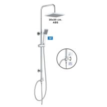 Columna de Ducha New Ocean – Rociador ABS 20x20 cm – Altura ajustable 68-110 cm – Flexo 1,70 m – Instalación sencilla